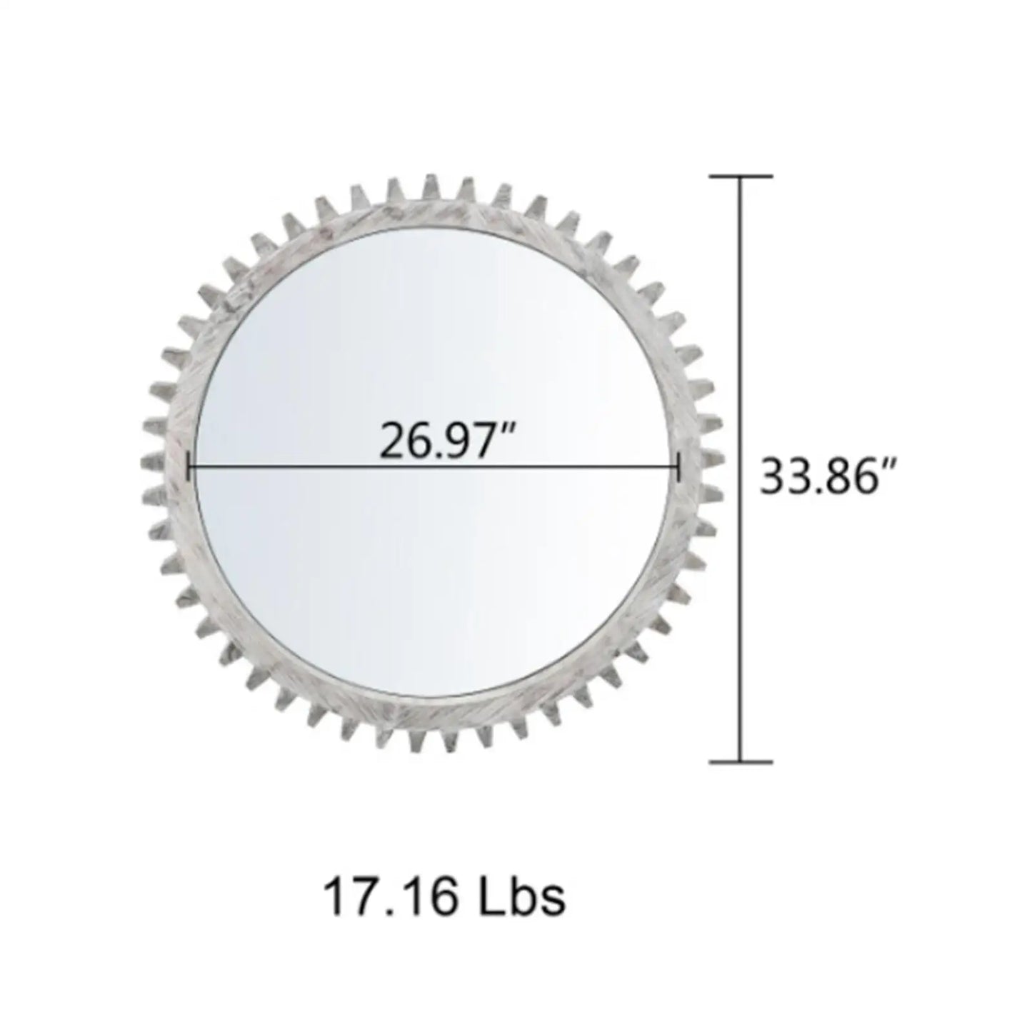 Modern Hanging Mirror Round Decorative Gear Shape for Entryway Bath