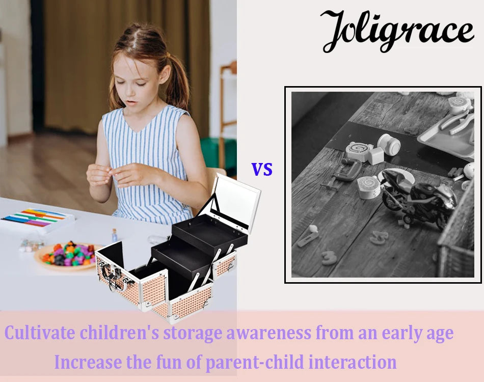 Ljustra Portable Unicorn Makeup Case with Lock Mirror and Trays Storage Box