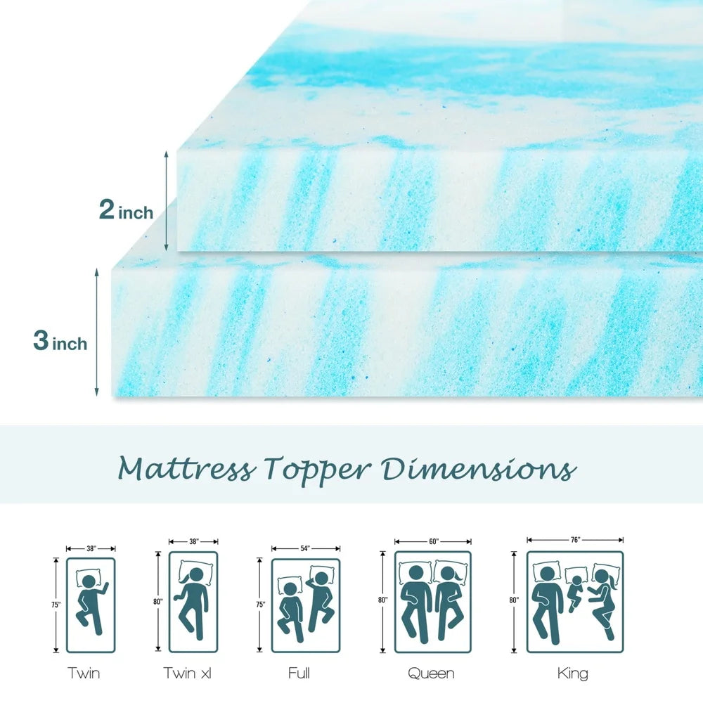 Ljustra 3 Inch Memory Foam Mattress Topper Cooling Gel Infused Pressure Relief