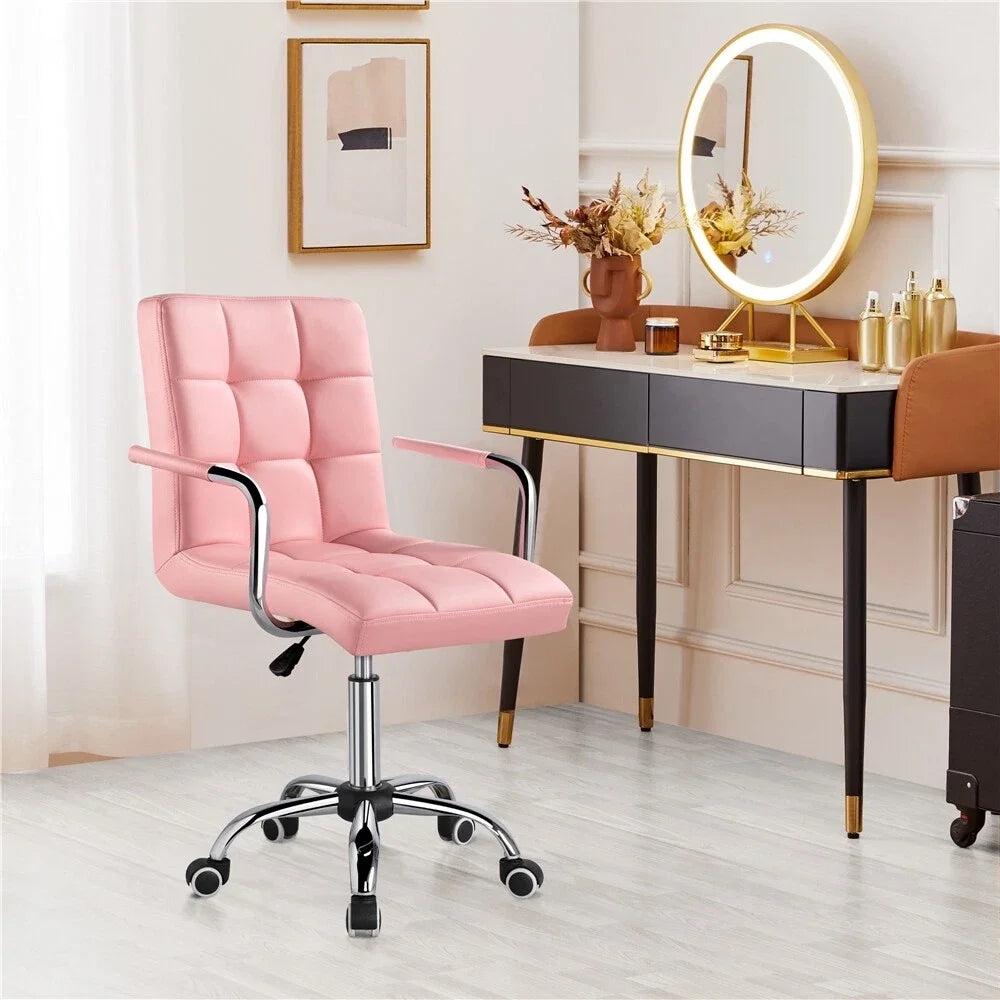 Ljustra Office Desk Chair PU Leather Swivel Makeup Chair with Wheels