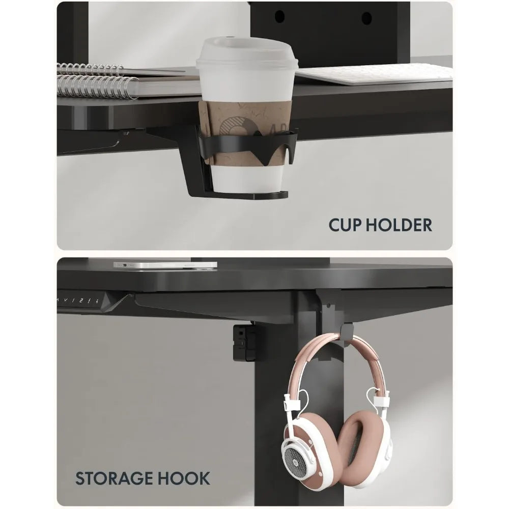 Standing Desk Electric Height Adjustable with Monitor Stand and Cup Holder