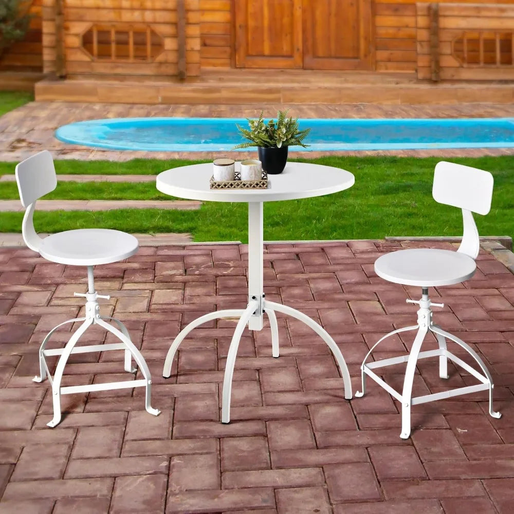 Premium Round Steel Patio Dining Table Indoor Outdoor Bistro Furniture