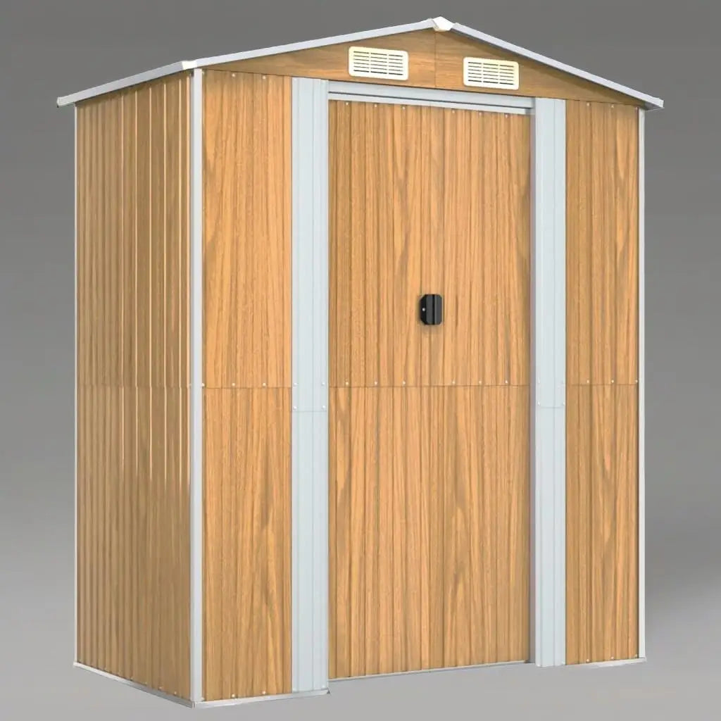 Light Brown Garden Shed Galvanized Steel Storage Solution Outdoor Tools