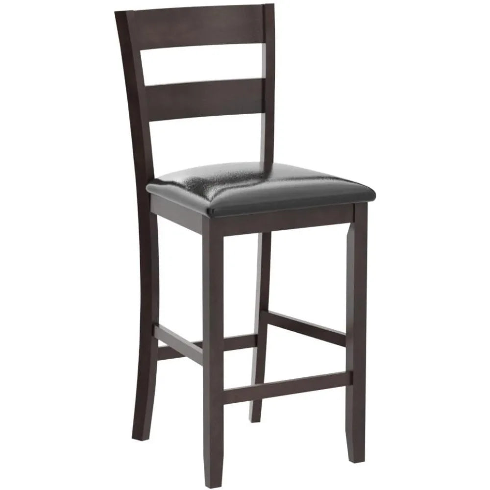 Set of 2 Counter Height Bar Stools with Padded Seat and Wood Legs