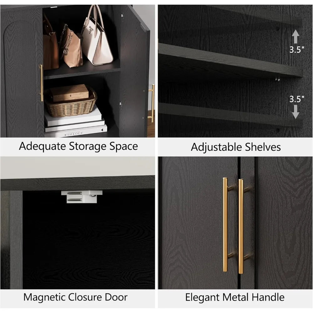 Modern Sideboard Buffet Cabinet Arched Doors Adjustable Shelf Storage