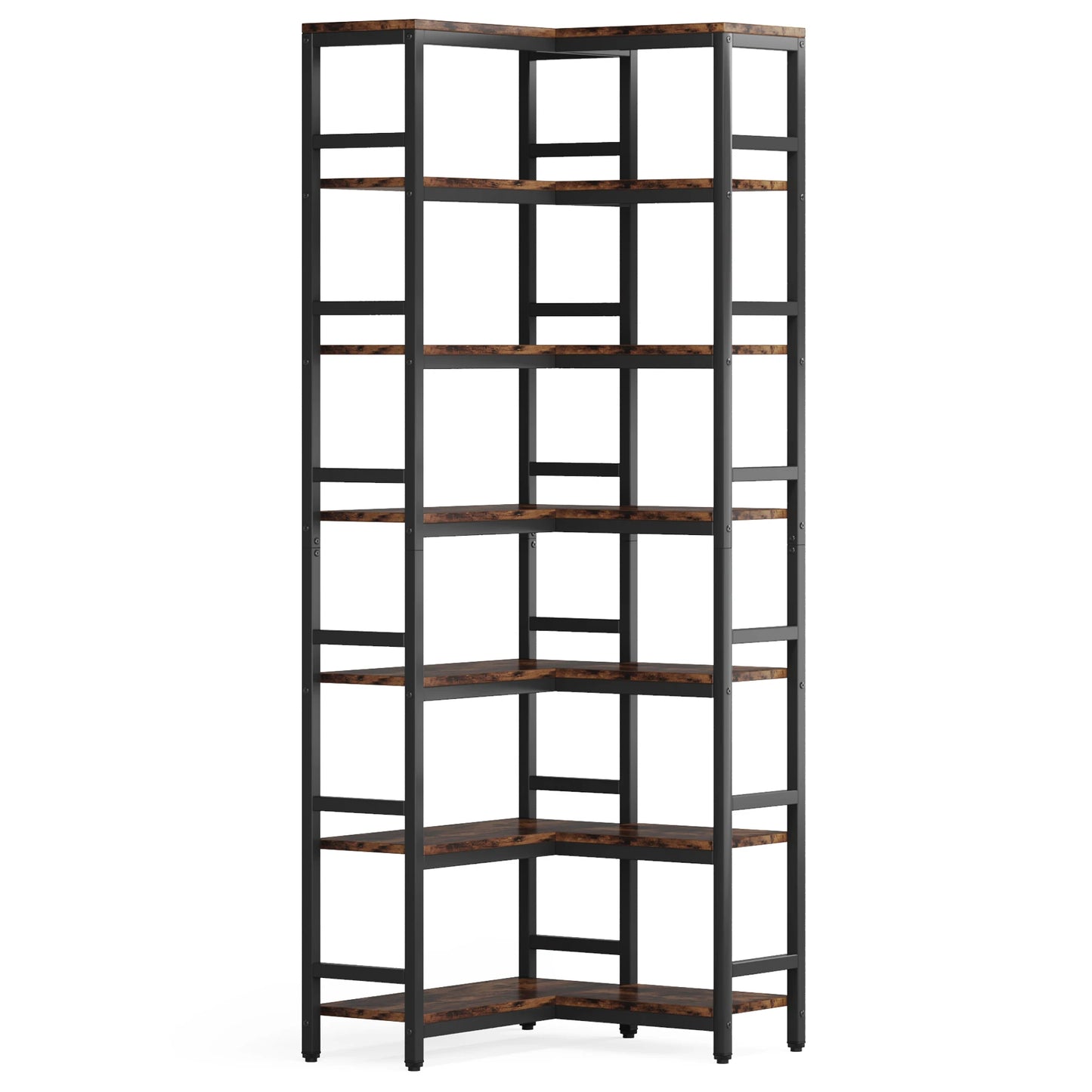 Ljustra 7-Shelf Corner Bookshelf Modern Corner Bookcase Storage Rack