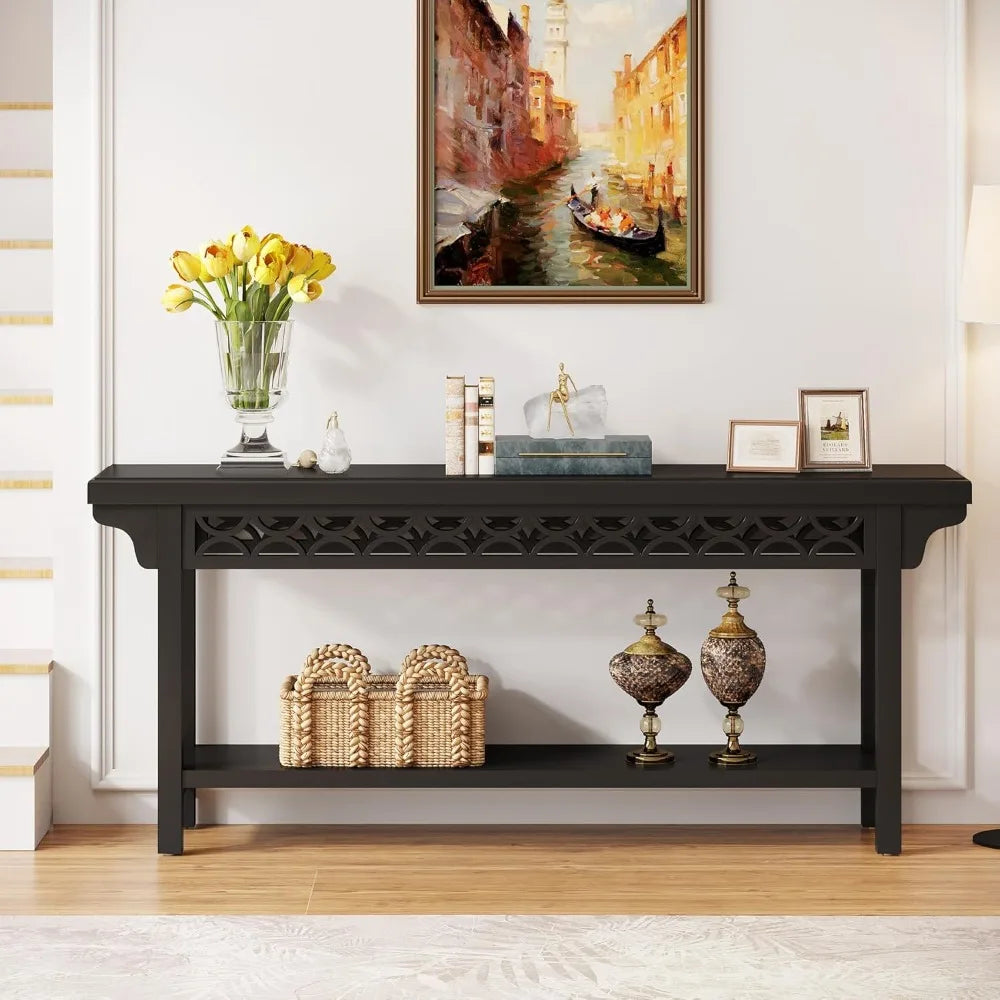 70.8 Inch Solid Wood Console Table Farmhouse Entryway Narrow Sofa Table