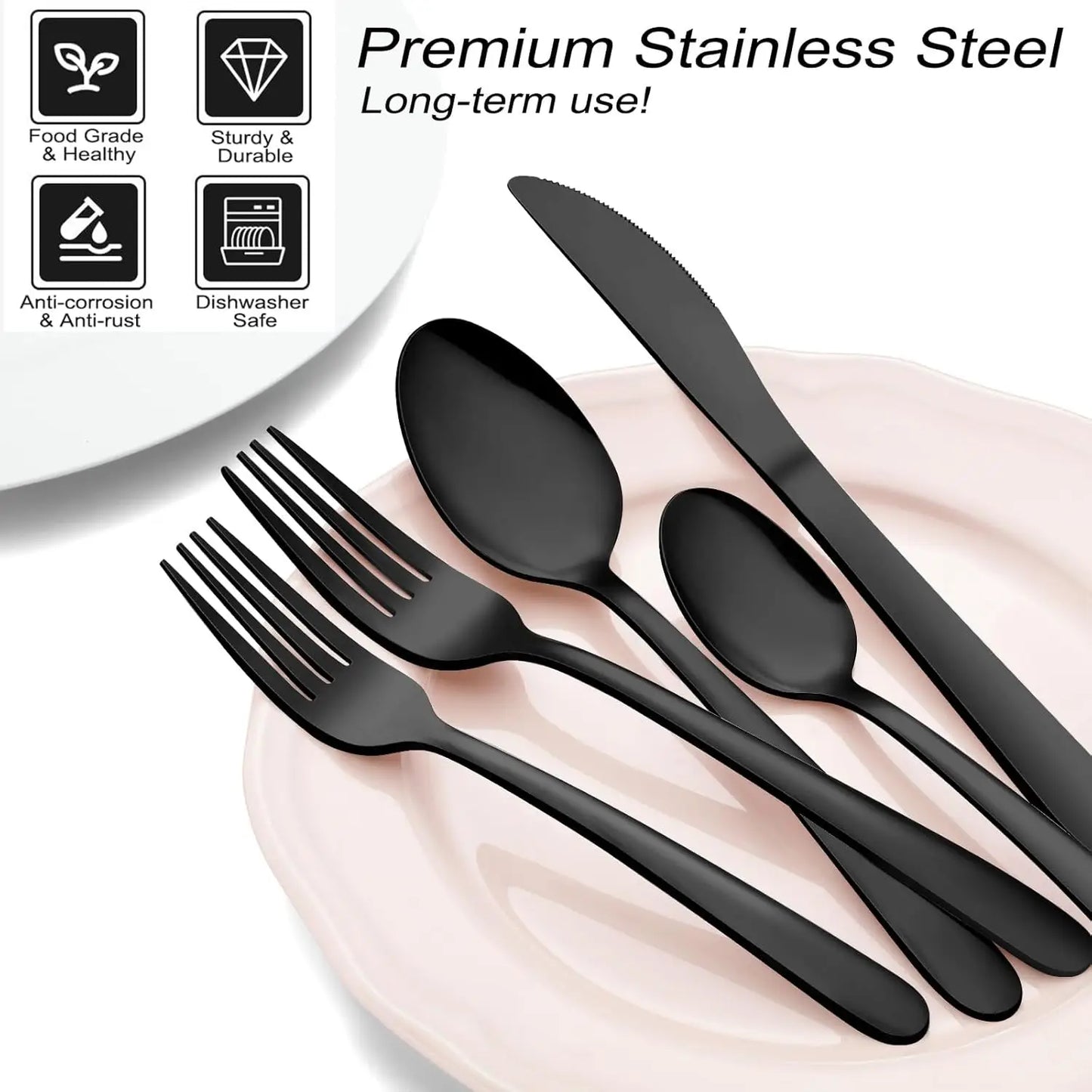 72-Piece Stainless Steel Flatware Set for 12 with Steak Knives