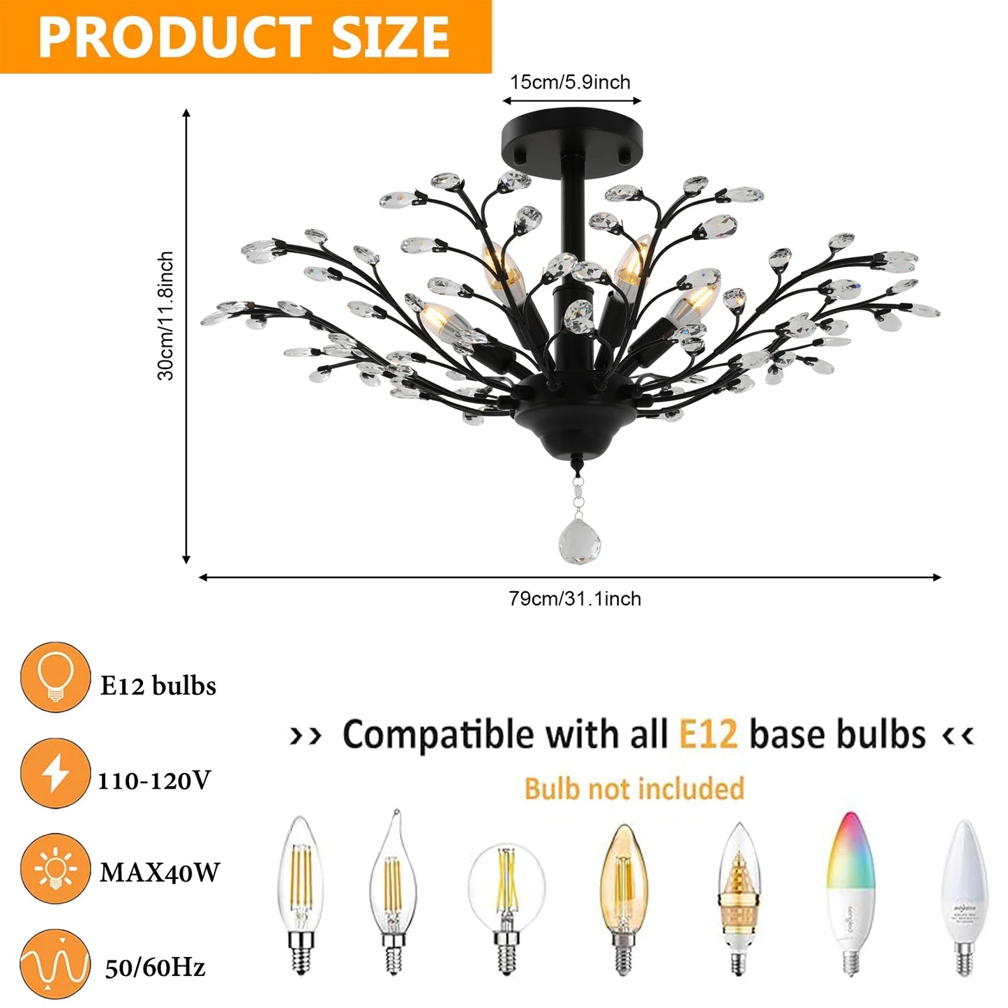 Vintage Crystal Chandelier Pendant Light for Living Rooms Entrances