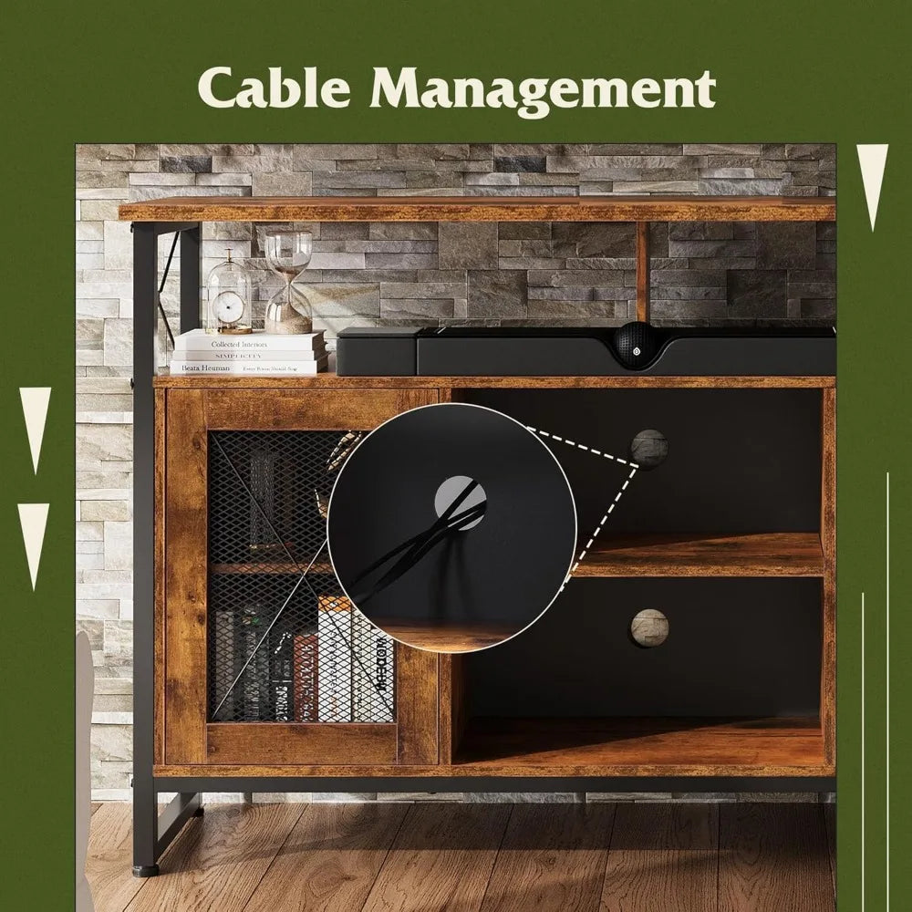 Ljustra Tall TV Stand 55 Inch Rustic Storage Console for Living Room