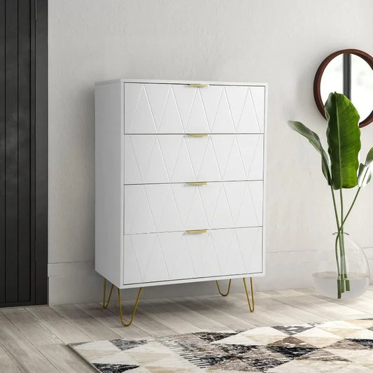 Ljustra 4 Drawer Dresser Tall Chest of Drawers with Metal Legs and Safety Device