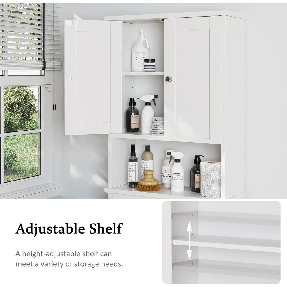 White Over Toilet Storage Cabinet Bathroom Organizer Space Saver