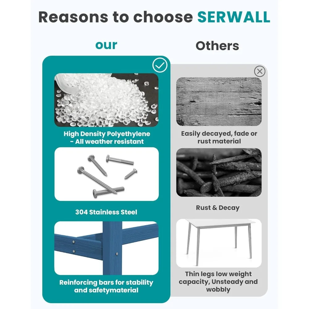 Outdoor Bar Table HDPE Patio Counter Height Rectangle Table for Garden