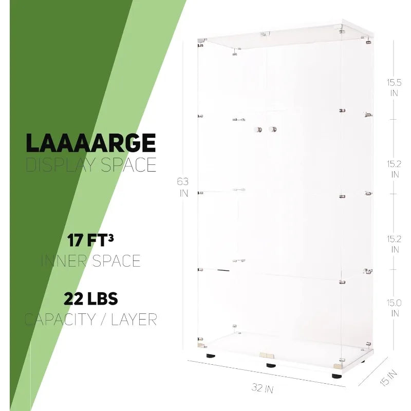 Ljustra Glass Display Cabinet 4 Shelves Curio Cabinet for Living Room Office