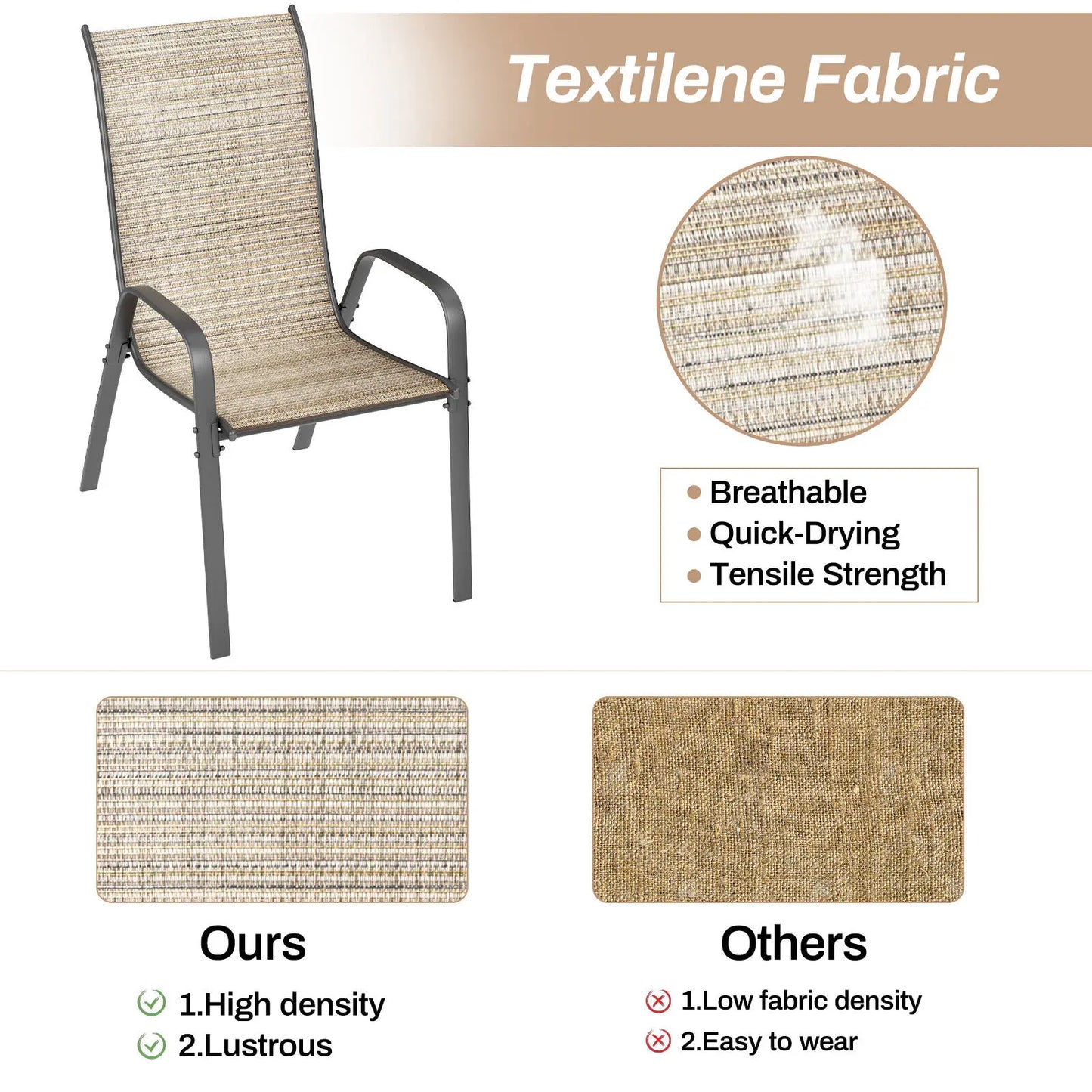 Metal Stackable Outdoor Dining Chairs Set of 4 for Patio Garden