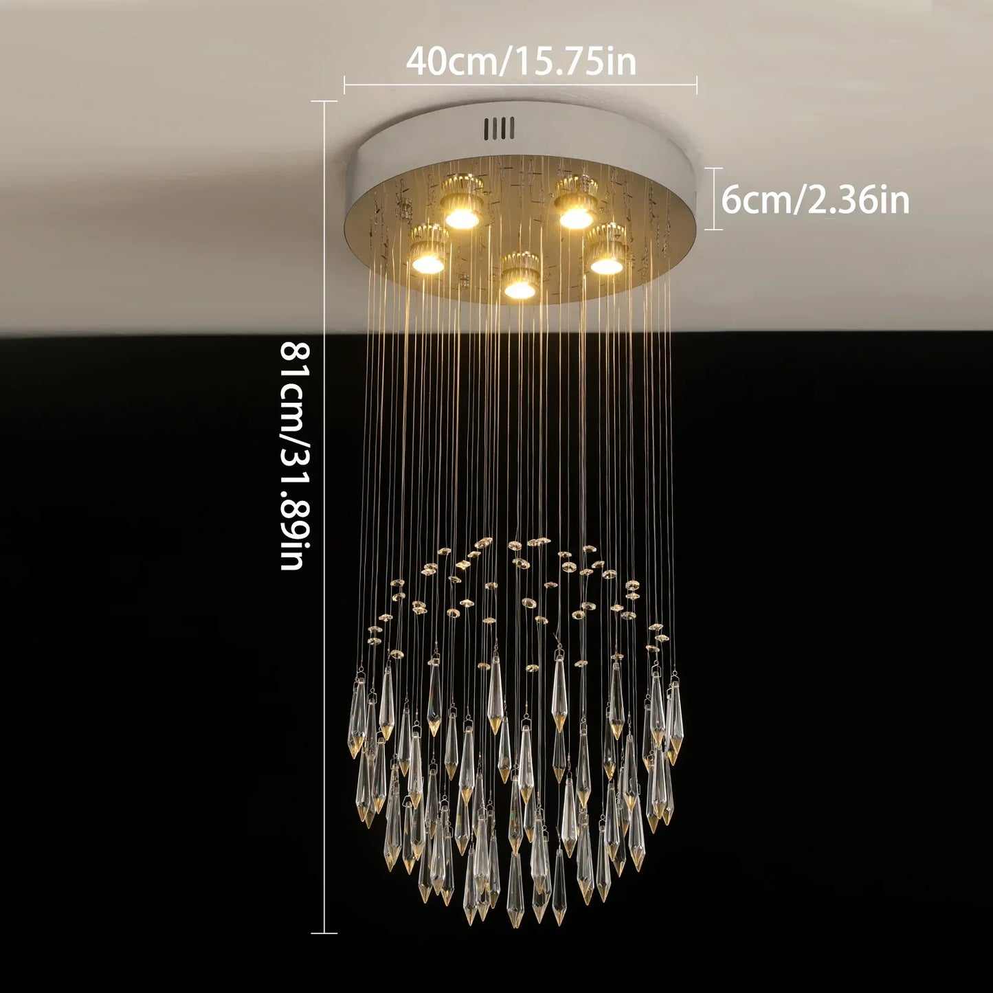 Raindrop LED Crystal Pendant Light Modern Chandelier Ceiling Lamp