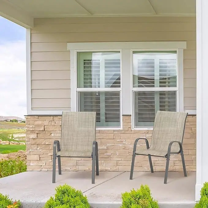 Stackable Outdoor Dining Chairs Set of 6 High Back Garden Chairs