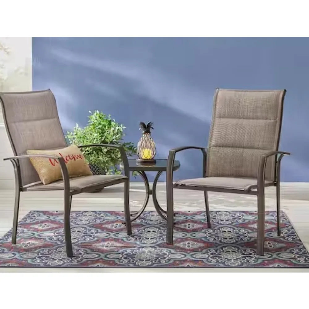 Patio Stackable Chairs Set for 2 Metal Outdoor Dining Chairs Lawn Garden