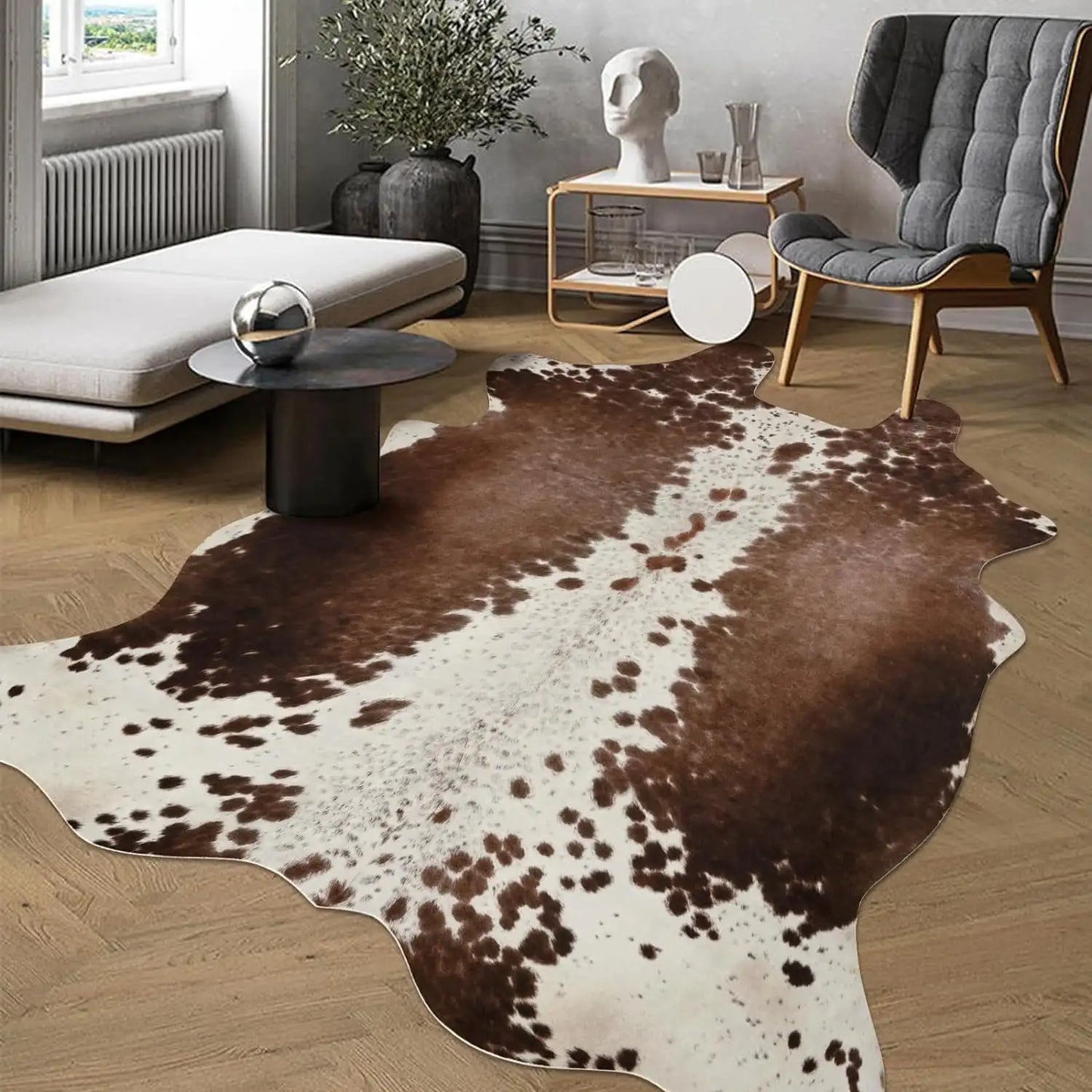 American Style Animal Print Faux Fur Cowhide Rug for Living Room Bedroom