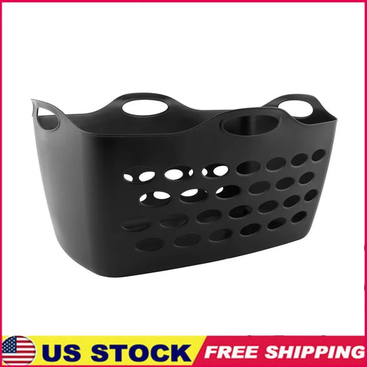 2 Pack Flexible Rectangular Laundry Baskets Durable Plastic Storage Bin