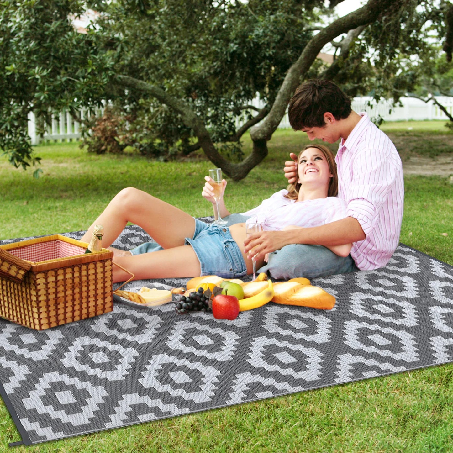 Outdoor Plastic Straw Rug Waterproof Reversible Mat for Patio Picnic
