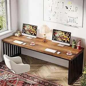 78 Inch Computer Desk Extra Long 2 Person Writing Table Industrial Style