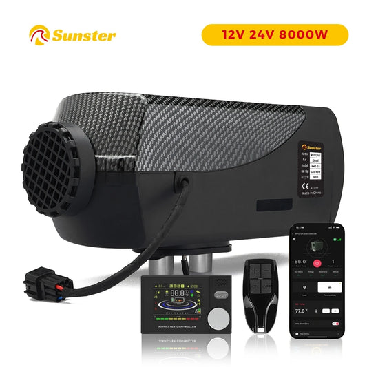 8KW Portable Diesel Air Heater 12V 24V Bluetooth Low Noise LCD Control