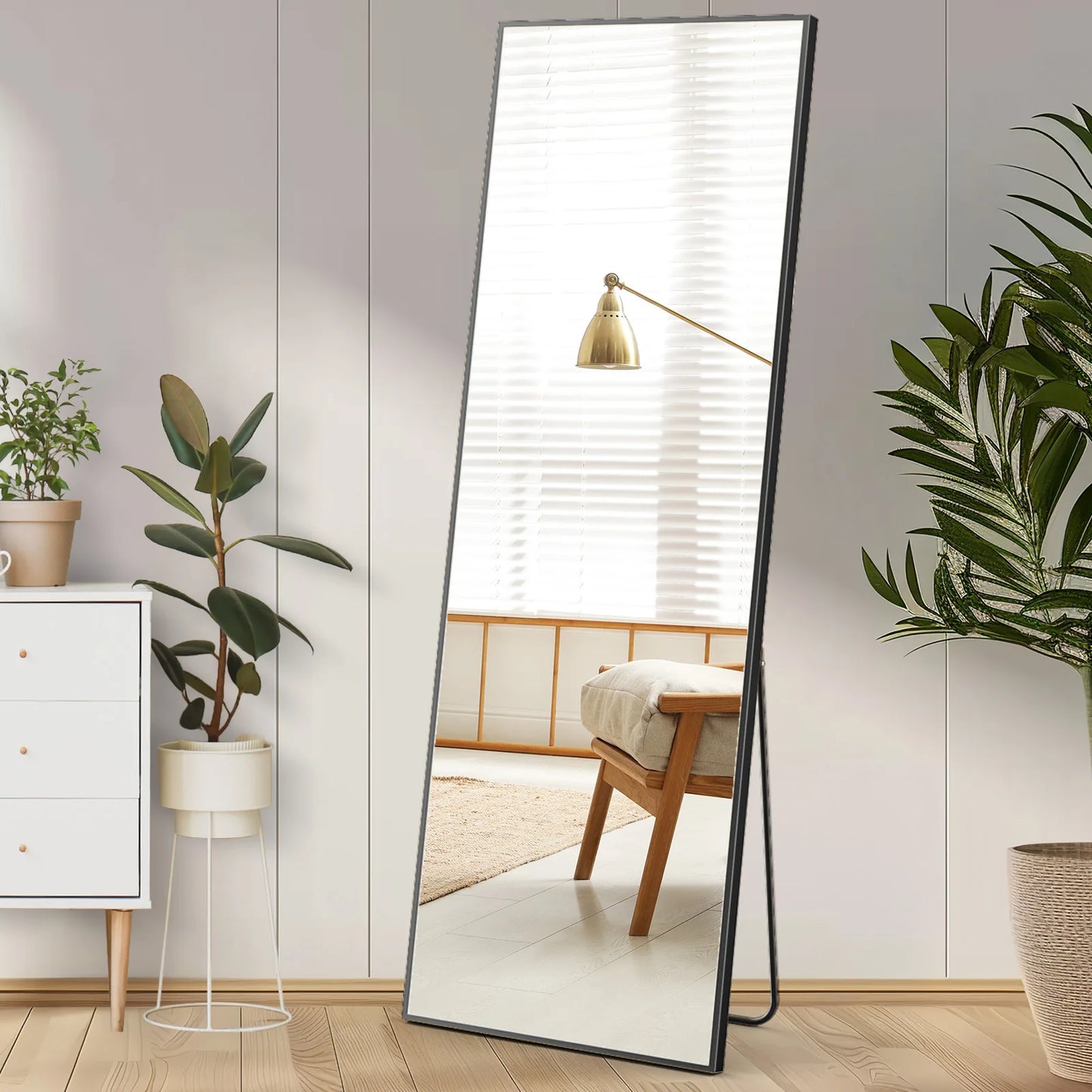 Ljustra Full Body Wall Mirror 59"x16" Standing Hanging Aluminum Frame