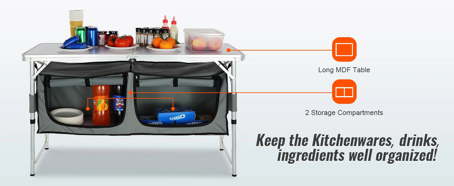 Ljustra Folding Camping Kitchen Table Quick Setup Outdoor Picnic BBQ