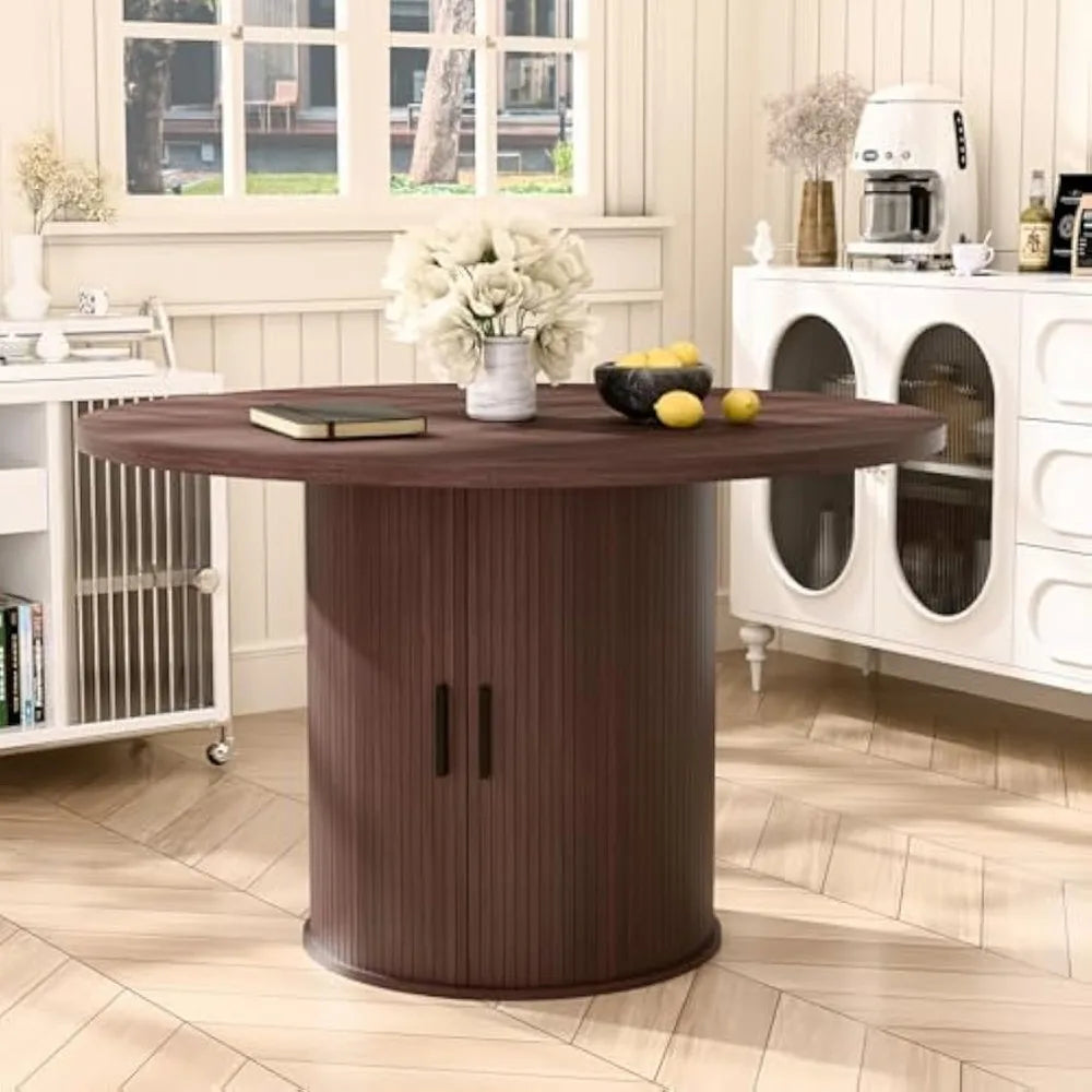 48 Inch Round Dining Table with Storage for 4 Modern Kitchen Furniture
