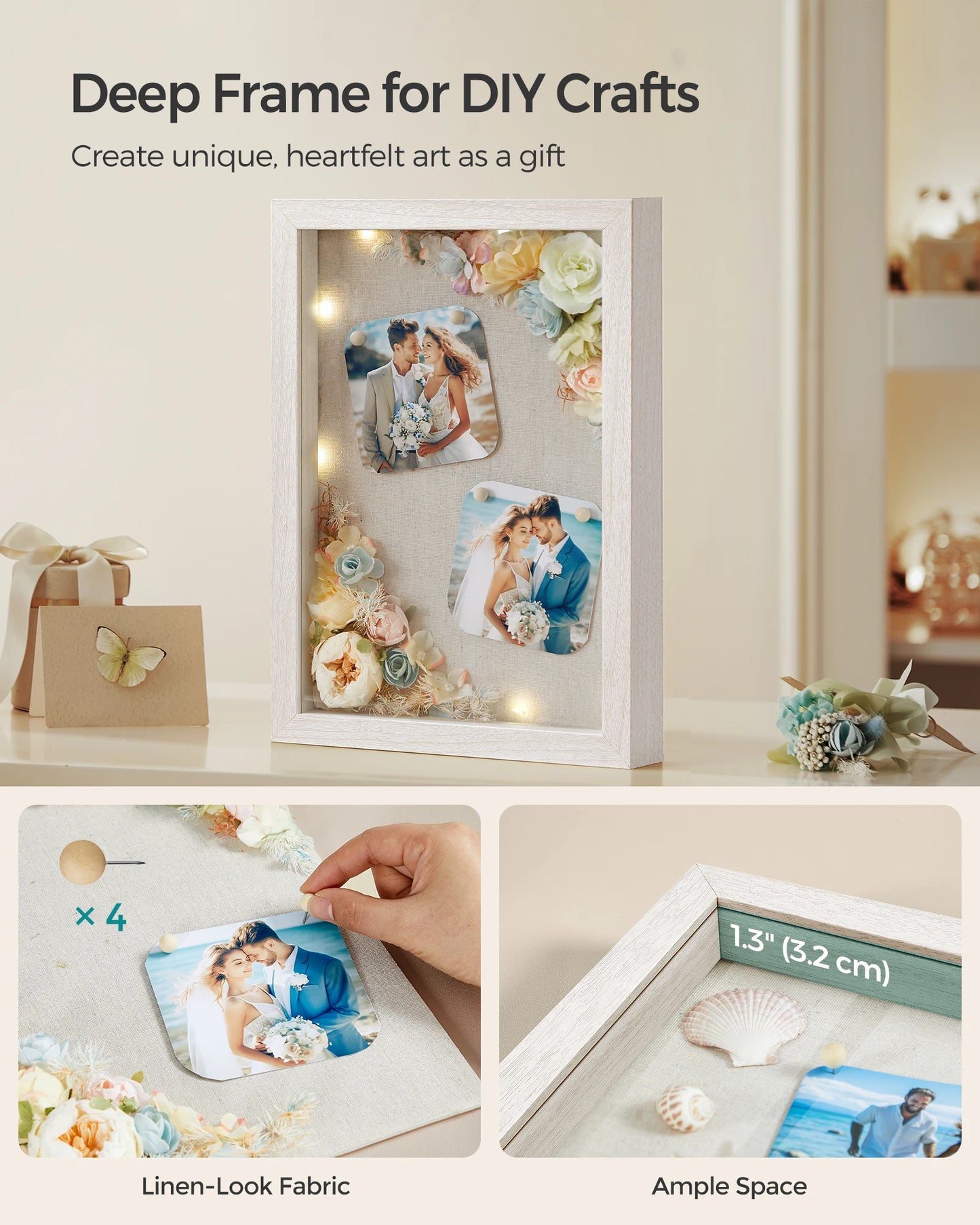 Ljustra Shadow Box Frame Set of 2 Memory Display Case for Desk Wall Decor