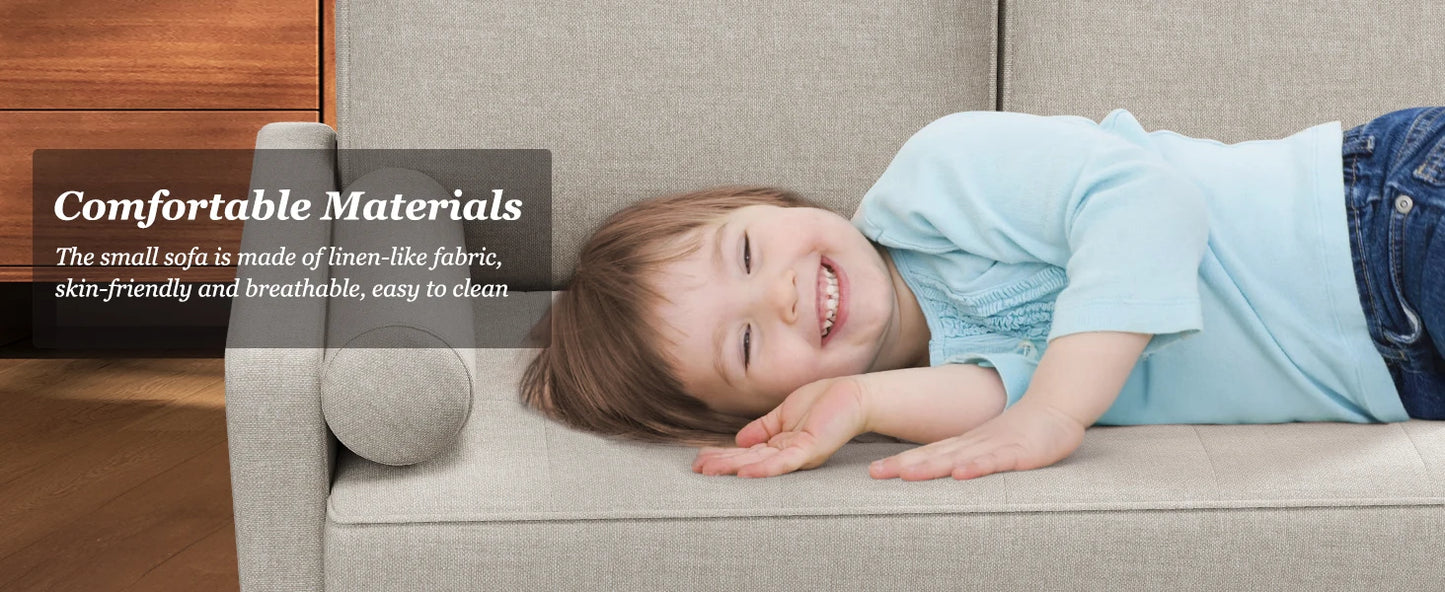 Modern 48" Linen Loveseat Sofa 2-Seater Couch with Pillow for Small Spaces Apartment