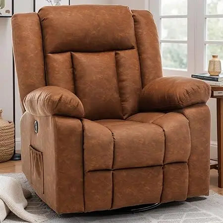 360° Swivel Rocker Recliner Chair with Massage and Heating Function