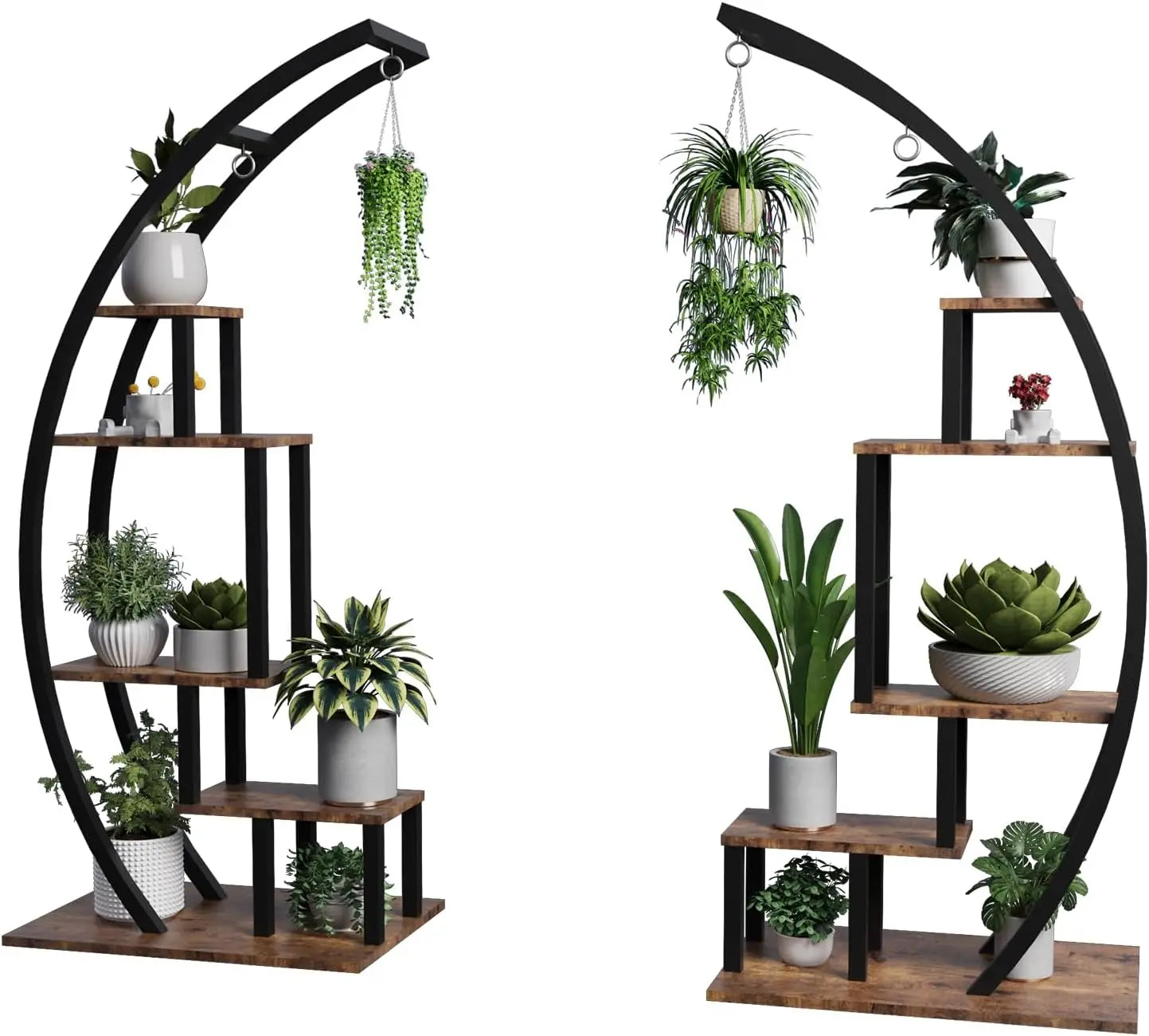 Plant Stand Indoor 2 Pack 5 Tier Half Moon Metal Shelf Flower Rack