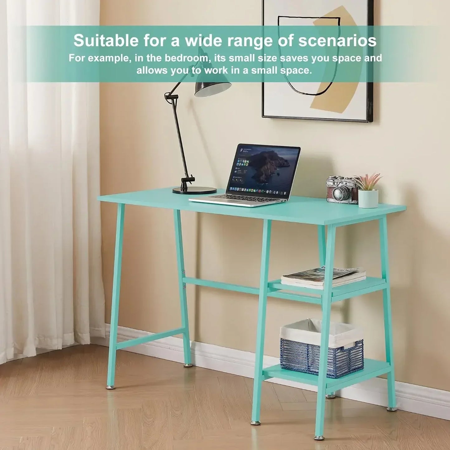 Ljustra 43 Inch Home Office Writing Desk Workstation with Storage Hutch