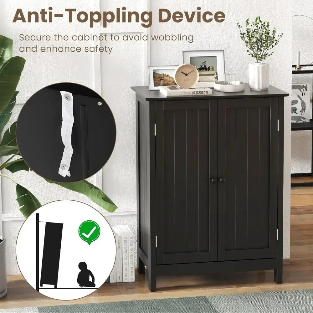 Ljustra Bathroom Storage Cabinet Freestanding Organizer with Doors Adjustable Shelf