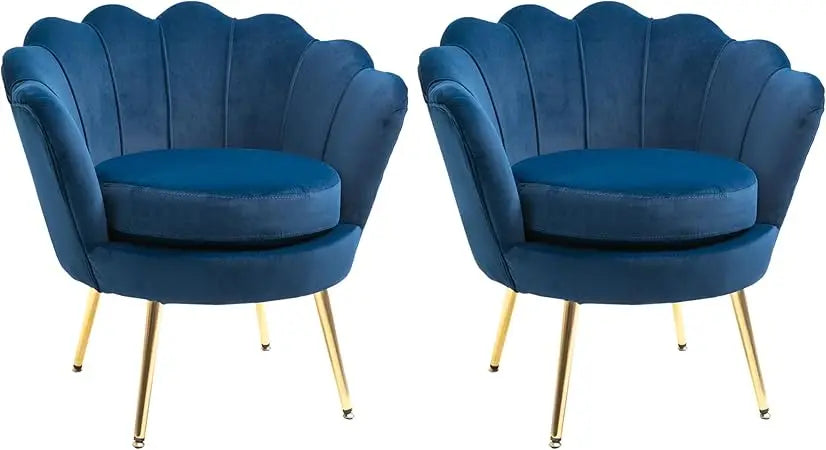 Elegant Velvet Accent Chair Set of 2 with Gold Legs for Living Room