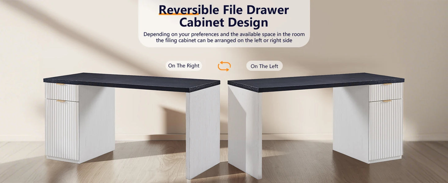 60 Inch Modern Executive Desk with Storage for Home Office Workstation