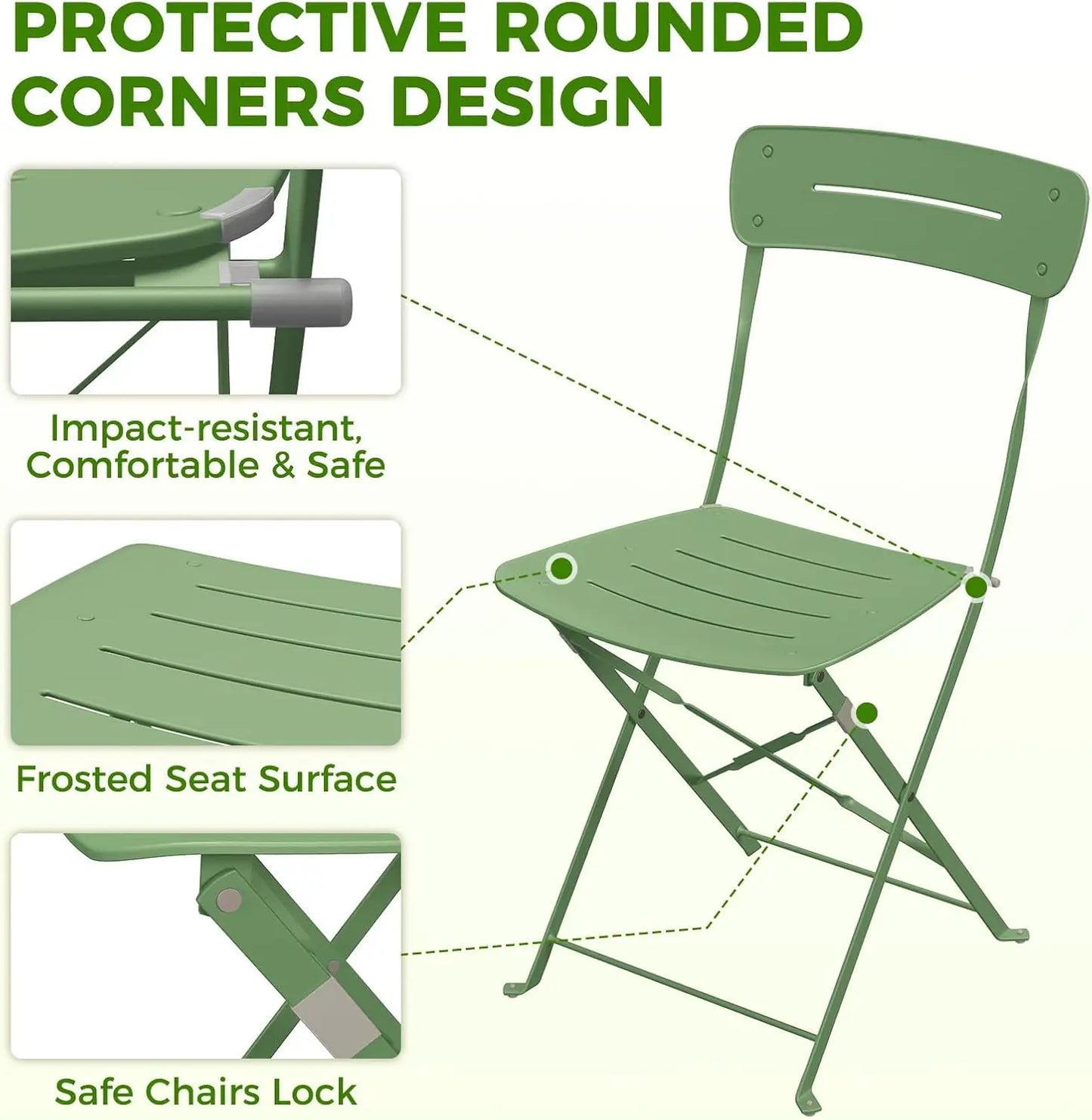 Ljustra Patio Bistro Set 3-Piece Folding Outdoor Furniture Garden Table