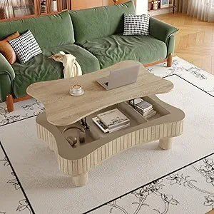 Modern Lift Top Coffee Table with Hidden Storage Oval Design 47.2"