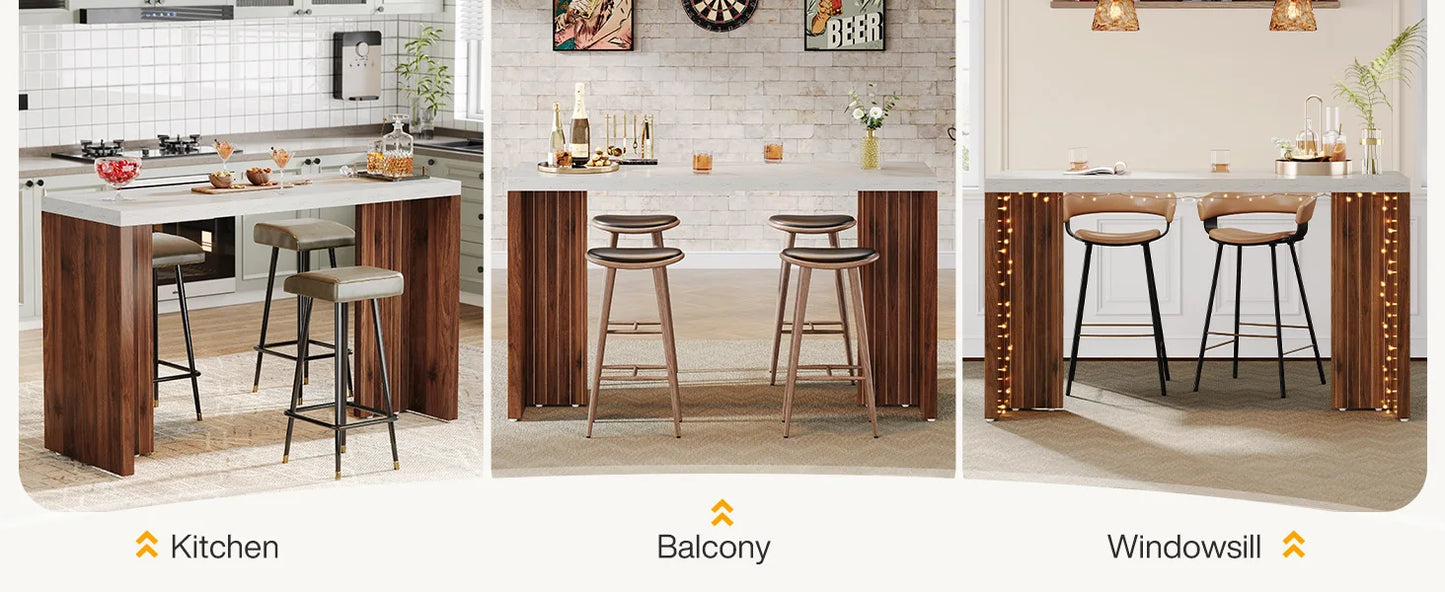 Tribesigns 55 Inch Bar Table Modern Mini Bar with Faux Marble Top