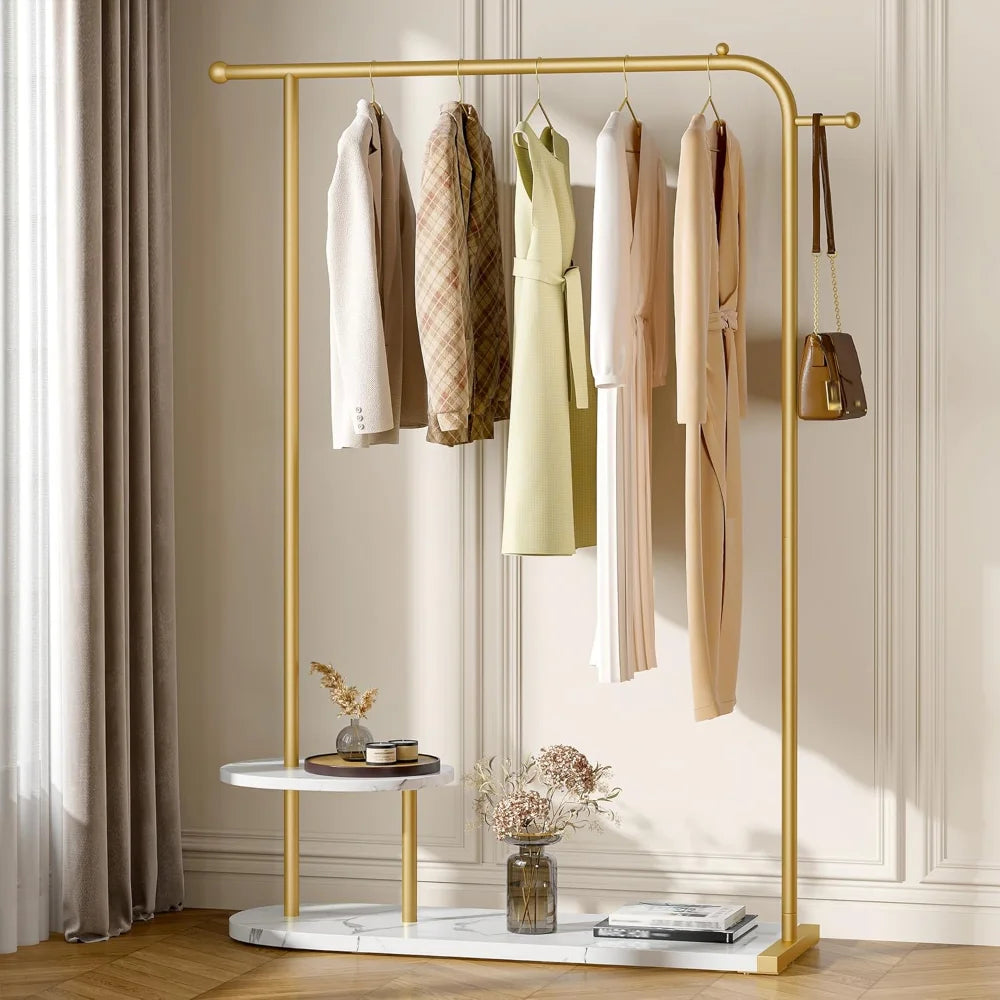 Modern 67" Clothing Rack with Two-Tier Storage for Boutique Display