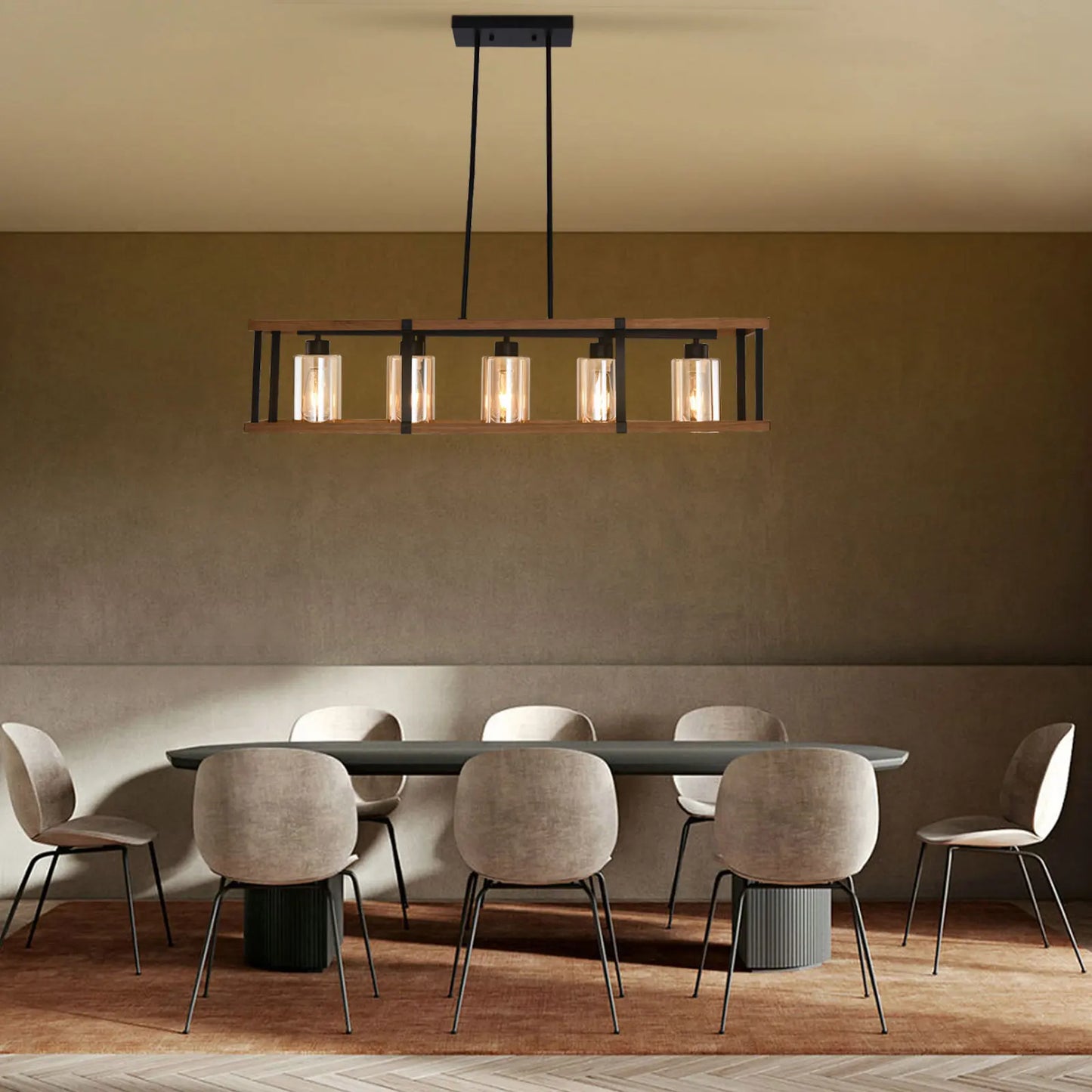 5-Light Farmhouse Chandelier Industrial Style for Dining Room Kitchen