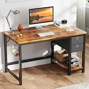 Modern Computer Desk with Storage Drawers Compact Writing Table for Home