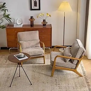 Chenille Accent Chair Set of 2 Mid Century Modern Reading Chairs