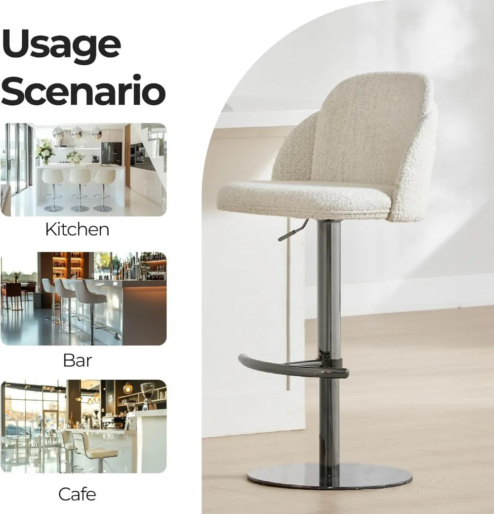 Adjustable Bar Stools Set of 2 Modern Counter Height with Backrest