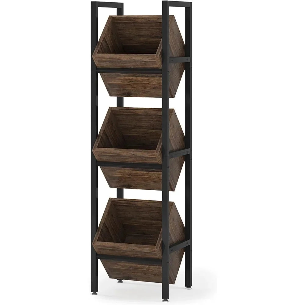 Freestanding Wooden Wine Rack 3 Tier Liquor Bottle Organizer Storage