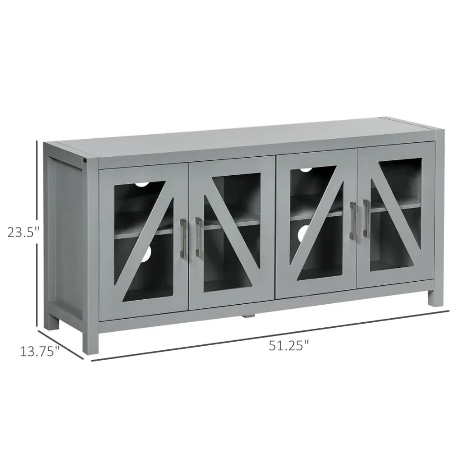 Ljustra TV Cabinet Stand for TVs up to 58" Adjustable Shelves Glass Doors