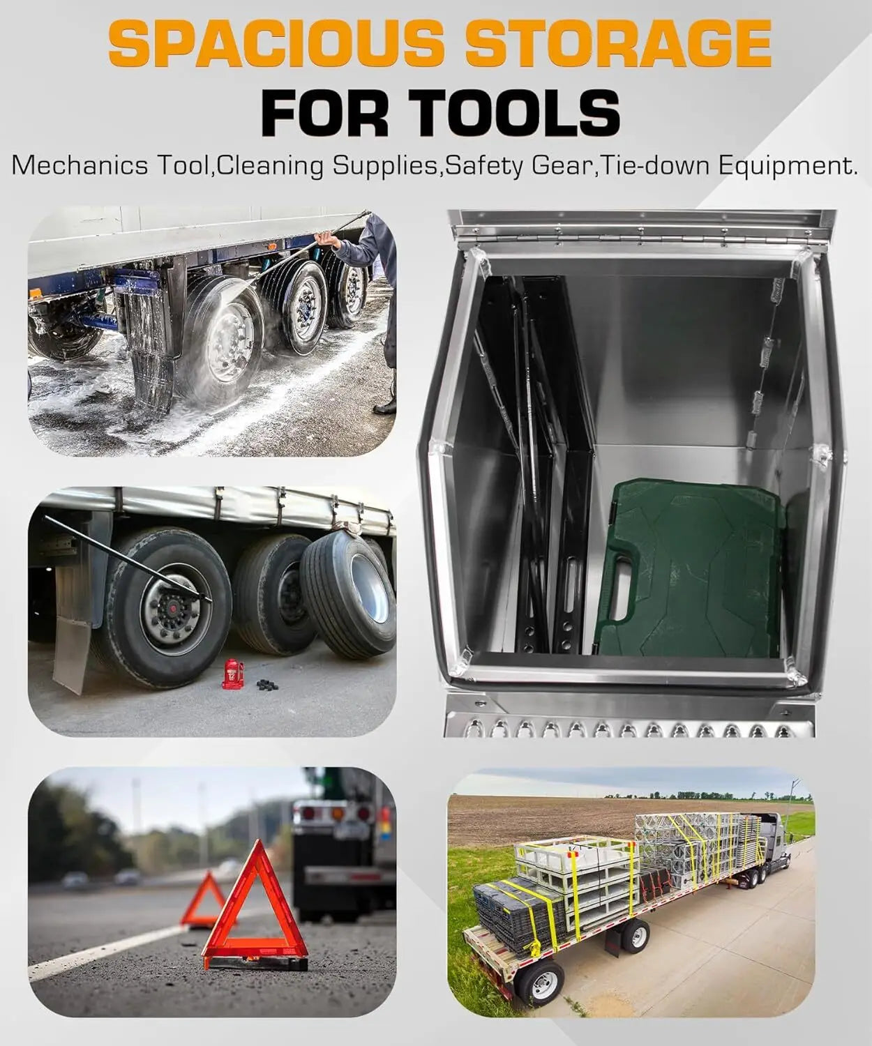 Tool Box for Semi Truck with Saddle Step Open Wide Design 18x28x25