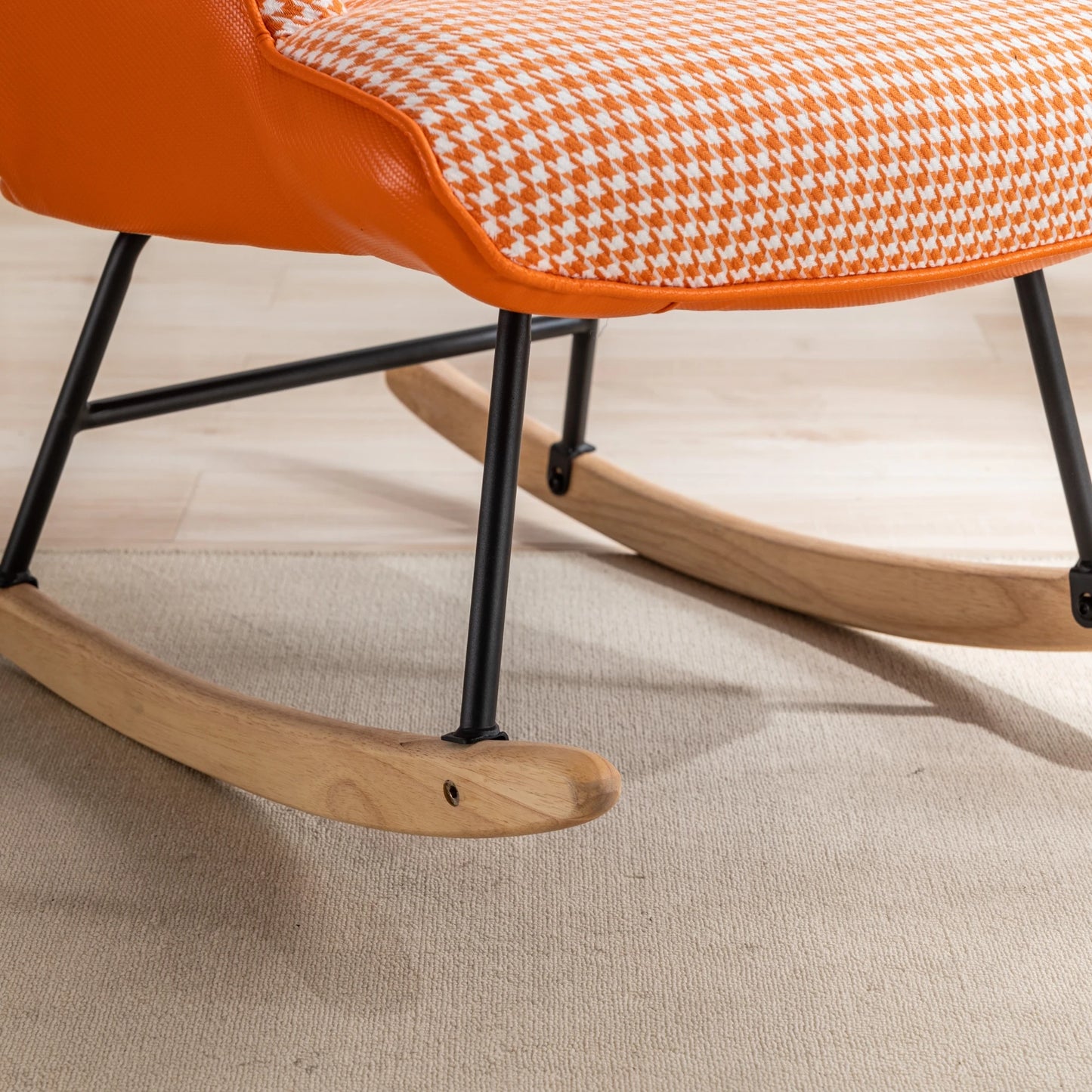 Modern Nursery Rocking Chair Upholstered Glider High Backrest Armchair